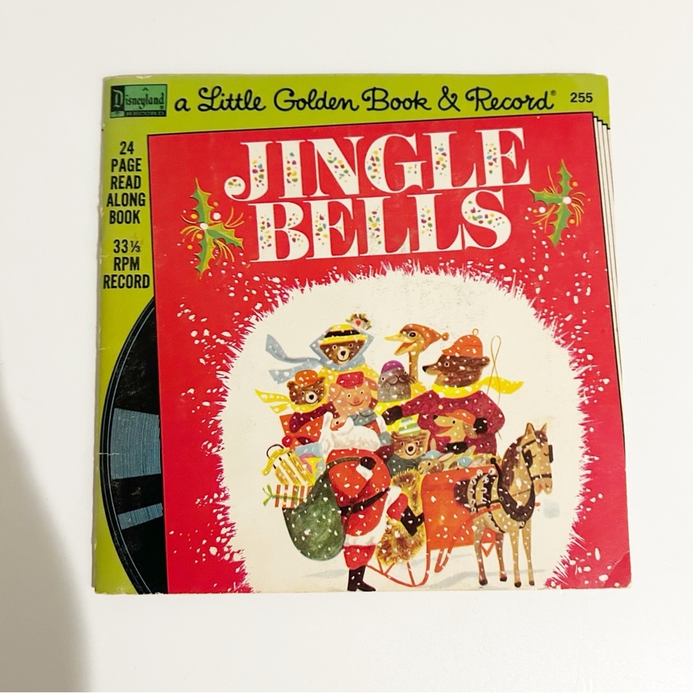 Vintage 70’s Jingle Bells Vinyl Record (33 1/3 RPM) & Picture Book Nostalgia
